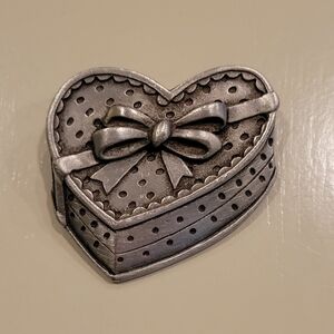 Vintage Signed JJ Silvertone Box of Chocolates Brooch/Pin